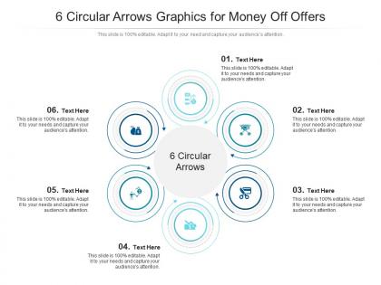 6 circular arrows graphics for money off offers infographic template