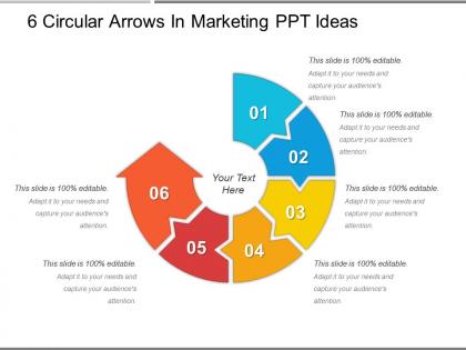 6 circular arrows in marketing ppt ideas