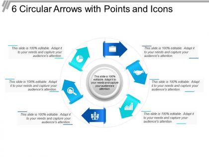 6 circular arrows with points and icons