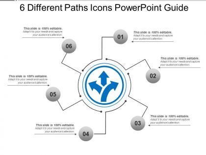 6 different paths icons powerpoint guide