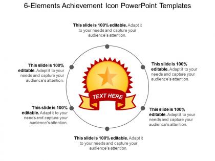 6 elements achievement icon powerpoint templates