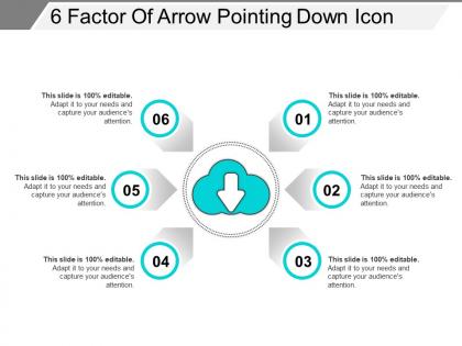 6 factor of arrow pointing down icon