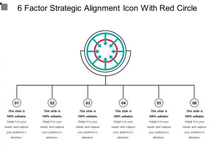 6 factor strategic alignment icon with red circle