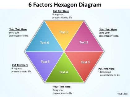 6 factors hexagon diagram editable powerpoint slides templates