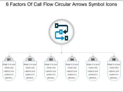 6 factors of call flow circular arrows symbol icons