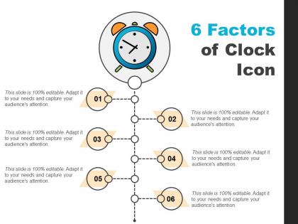6 factors of clock icon ppt samples download