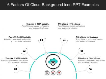 6 factors of cloud background icon ppt examples
