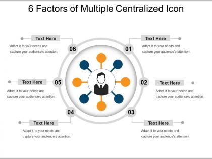 6 factors of multiple centralized icon ppt example 2018