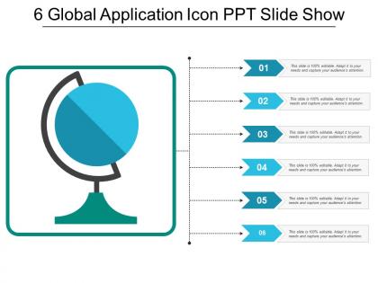 6 global application icon ppt slide show
