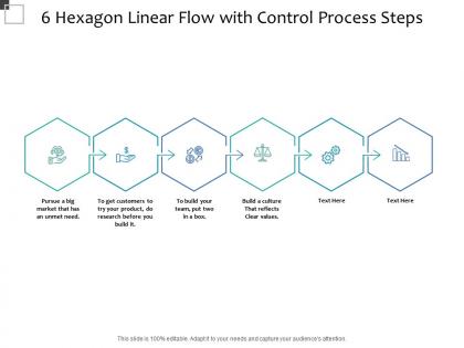 6 hexagon linear flow with control process steps