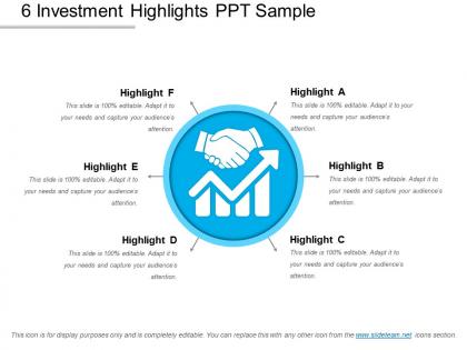 6 investment highlights ppt sample