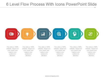 6 level flow process with icons powerpoint slide