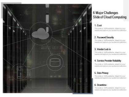 6 major challenges slide of cloud computing