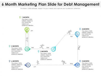 6 month marketing plan slide for debt management infographic template