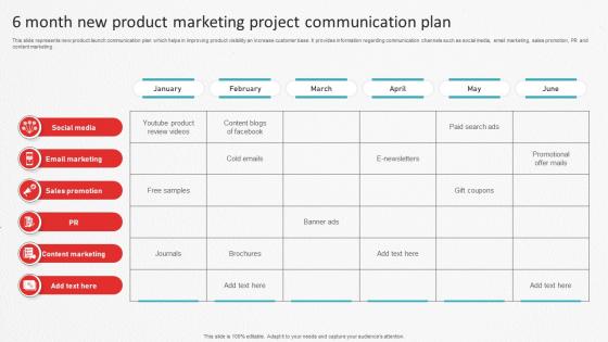 6 Month New Product Marketing Project Communication Plan