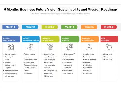 6 months business future vision sustainability and mission roadmap