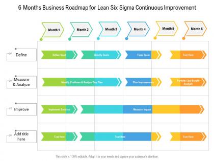 6 months business roadmap for lean six sigma continuous improvement