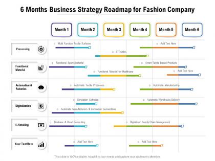 6 months business strategy roadmap for fashion company