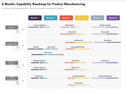 6 months capability roadmap for product manufacturing