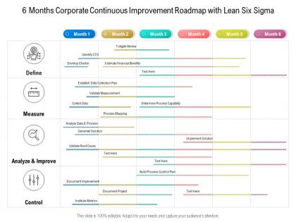 6 months corporate continuous improvement roadmap with lean six sigma