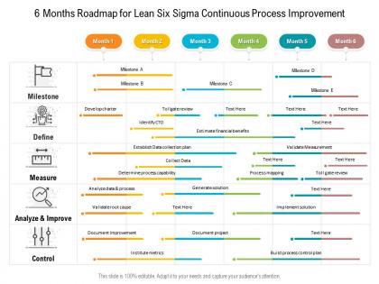 6 months roadmap for lean six sigma continuous process improvement