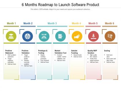 6 months roadmap to launch software product