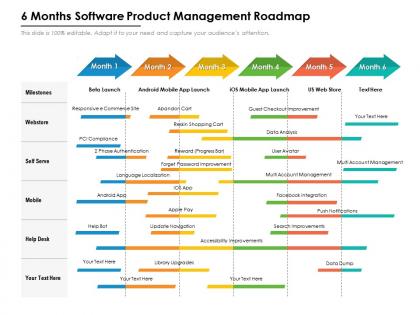 6 months software product management roadmap