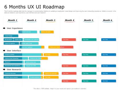 6 months ux ui roadmap timeline powerpoint template