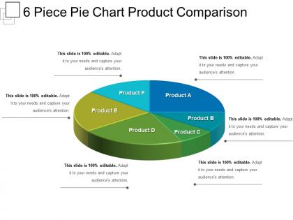 6 piece pie chart product comparison powerpoint graphics