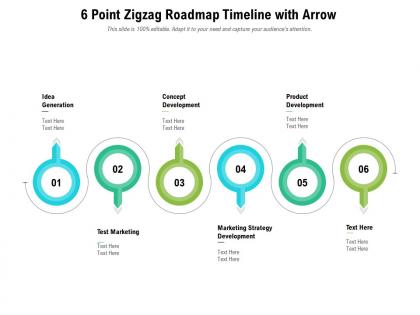 6 point zigzag roadmap timeline with arrow
