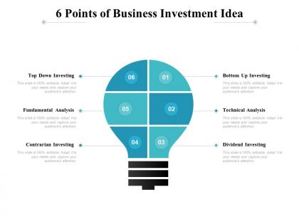 6 points of business investment idea