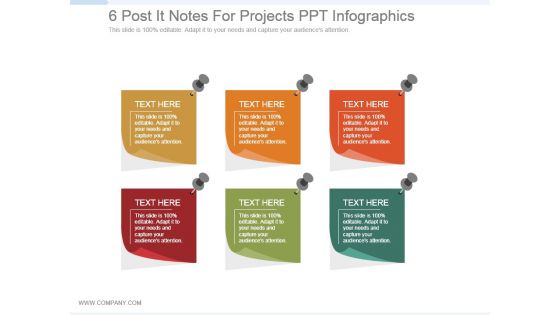 6 post it notes for projects ppt infographics