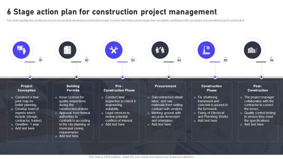 6 Stage Action Plan For Construction Project Management