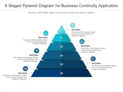 6 staged pyramid diagram for business continuity application infographic template