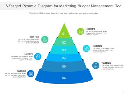 6 staged pyramid diagram for marketing budget management infographic template