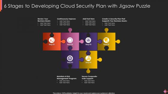 6 Stages To Developing Cloud Security Plan With Jigsaw Puzzle