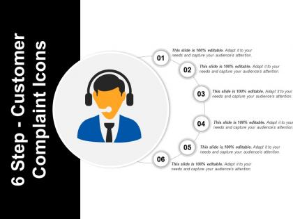 6 step customer complaint icons powerpoint shapes
