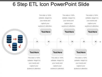 6 step etl icon powerpoint slide