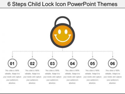 6 steps child lock icon powerpoint themes