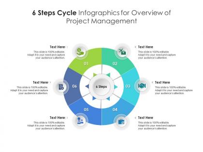 6 steps cycle for overview of project management infographic template