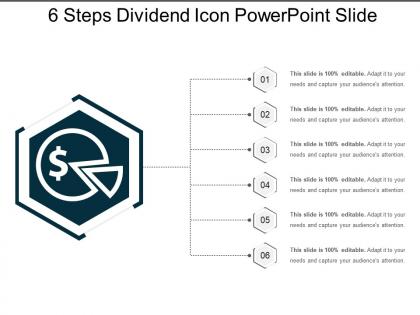 6 steps dividend icon powerpoint slide