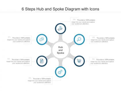 6 steps hub and spoke diagram with icons
