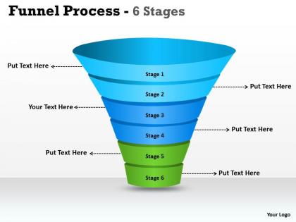6 steps of business process funnel diagram