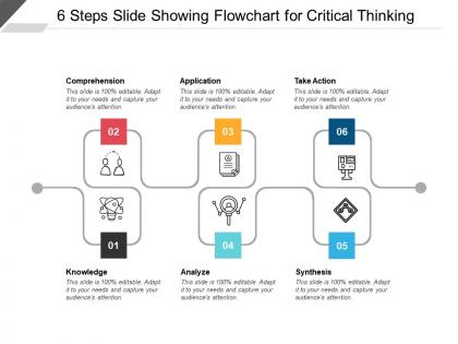 6 steps slide showing flowchart for critical thinking