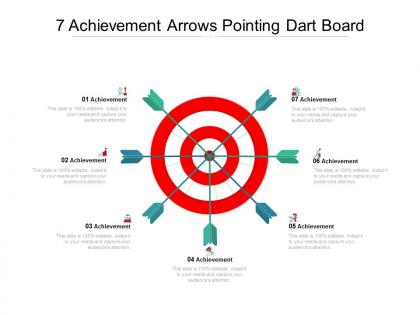 7 achievement arrows pointing dart board