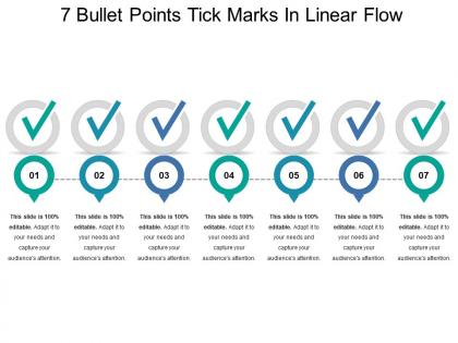 7 bullet points tick marks in linear flow