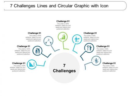 7 challenges lines and circular graphic with icon