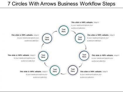 7 circles with arrows business workflow steps