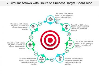 7 circular arrows with route to success target board icon
