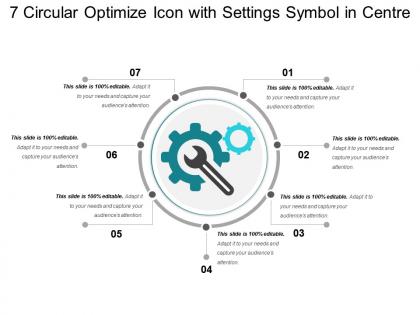 7 circular optimize icon with settings symbol in centre